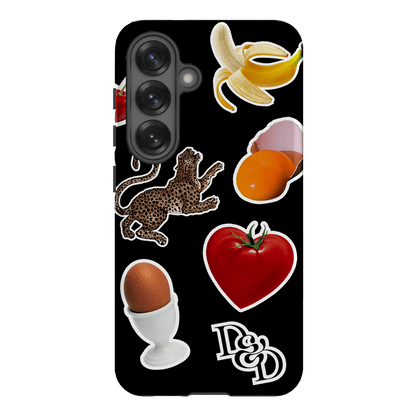 Sunday Stickers Black Printed Phone Cases Samsung Galaxy S25 / Armoured by Desmond & Dempsey - The Dairy