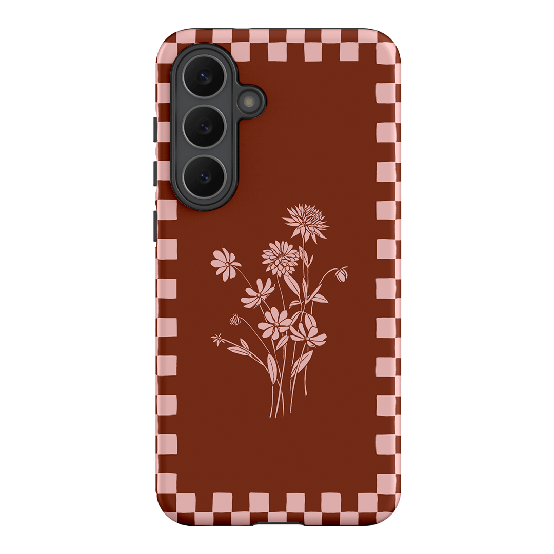 Dahlia Check Printed Phone Cases Samsung Galaxy S25 FE / Armoured by Typoflora - The Dairy