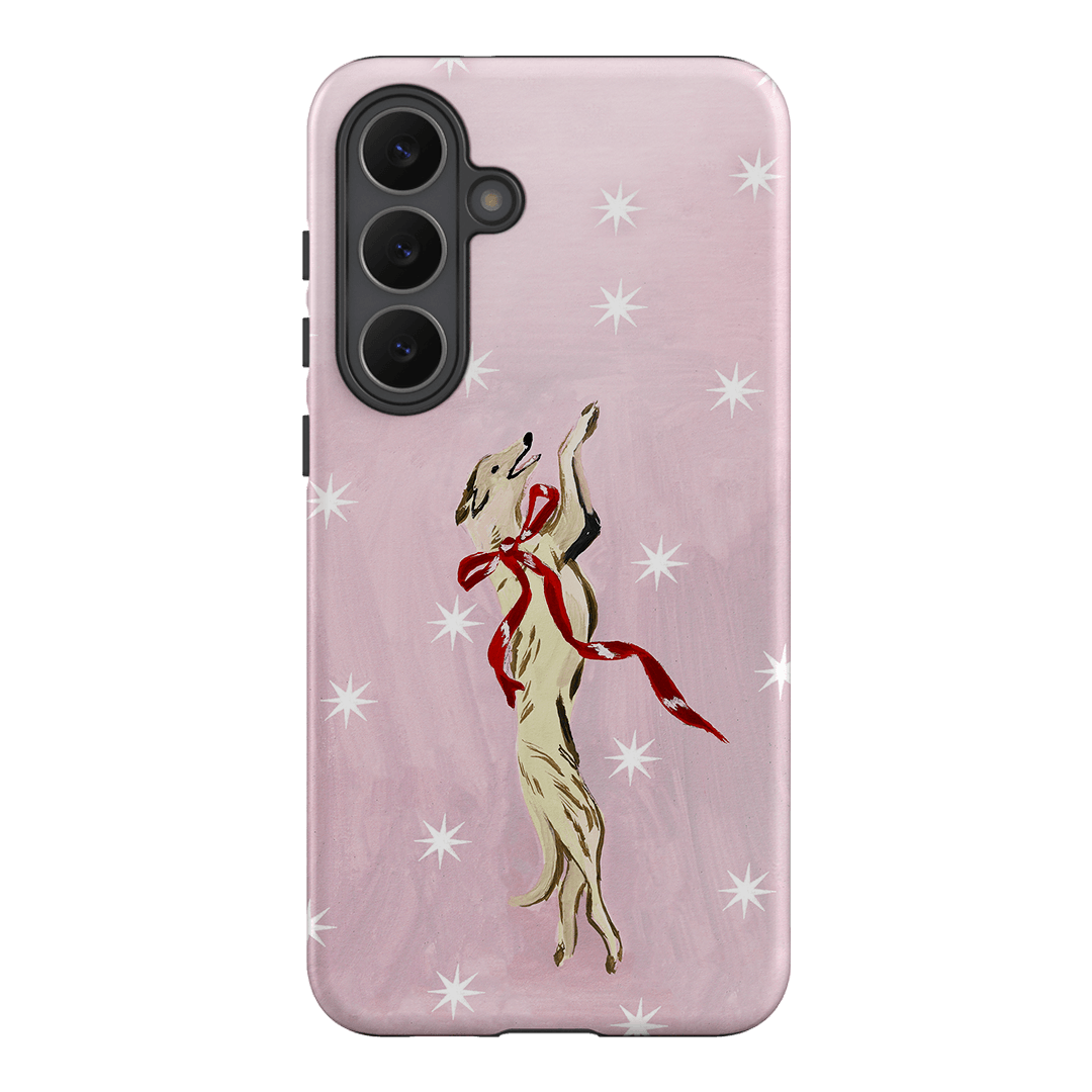 Pink Bow Hound Printed Phone Cases Samsung Galaxy S25 FE / Armoured by Lisa Hu - The Dairy