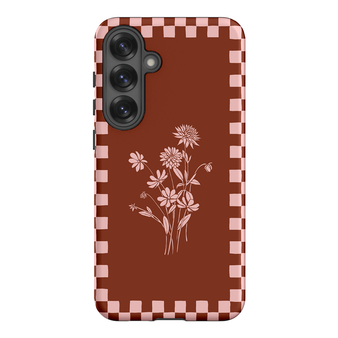 Dahlia Check Printed Phone Cases Samsung Galaxy S25 Plus / Armoured by Typoflora - The Dairy