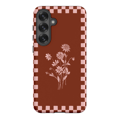Dahlia Check Printed Phone Cases Samsung Galaxy S25 Plus / Armoured by Typoflora - The Dairy
