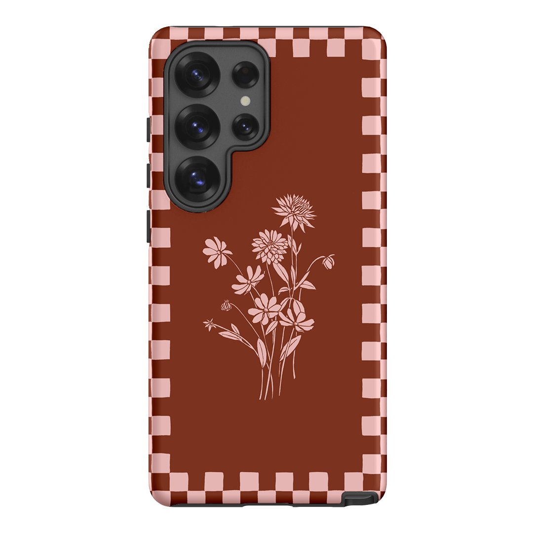 Dahlia Check Printed Phone Cases Samsung Galaxy S25 Ultra / Armoured by Typoflora - The Dairy
