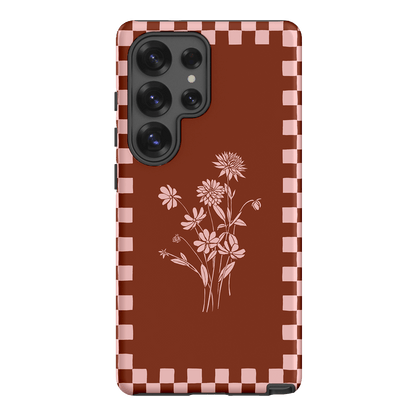 Dahlia Check Printed Phone Cases Samsung Galaxy S25 Ultra / Armoured by Typoflora - The Dairy