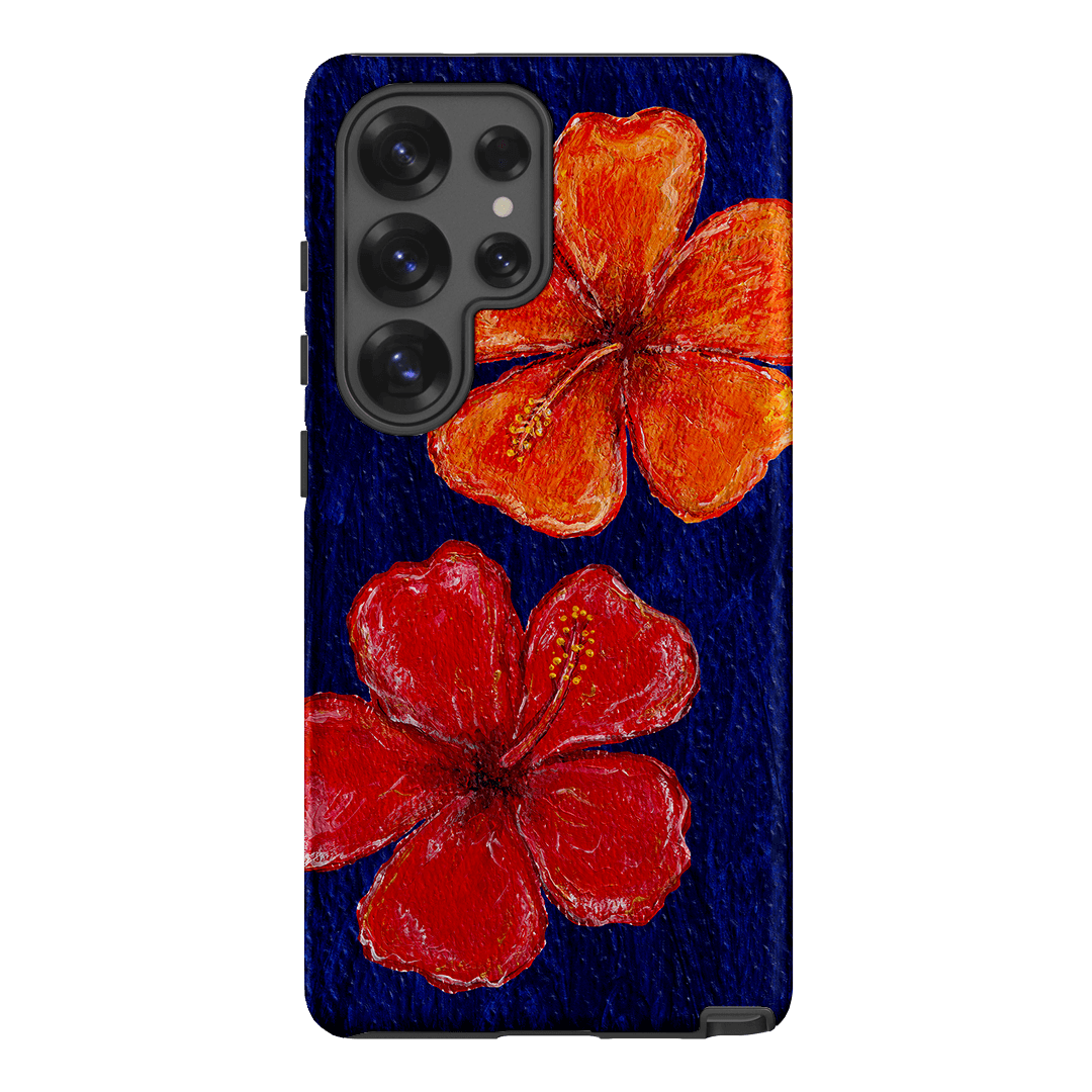 Hibiscus Flower Deep Blue Printed Phone Cases Samsung Galaxy S25 Ultra / Armoured by BG. Studio - The Dairy
