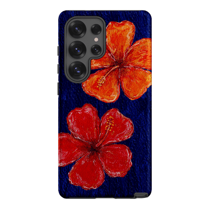 Hibiscus Flower Deep Blue Printed Phone Cases Samsung Galaxy S25 Ultra / Armoured by BG. Studio - The Dairy