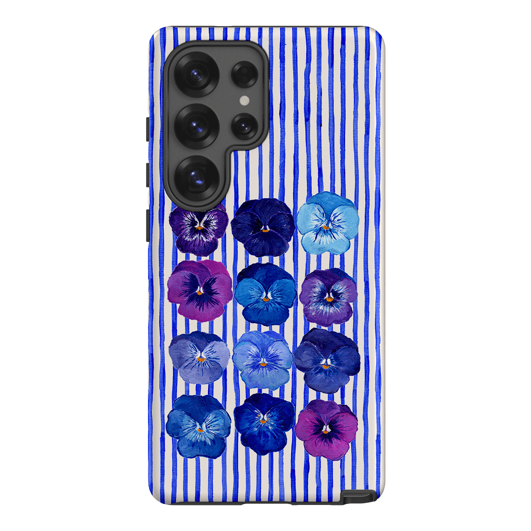 Striped Pansies Printed Phone Cases Samsung Galaxy S25 Ultra / Armoured by Kayla Henley - The Dairy
