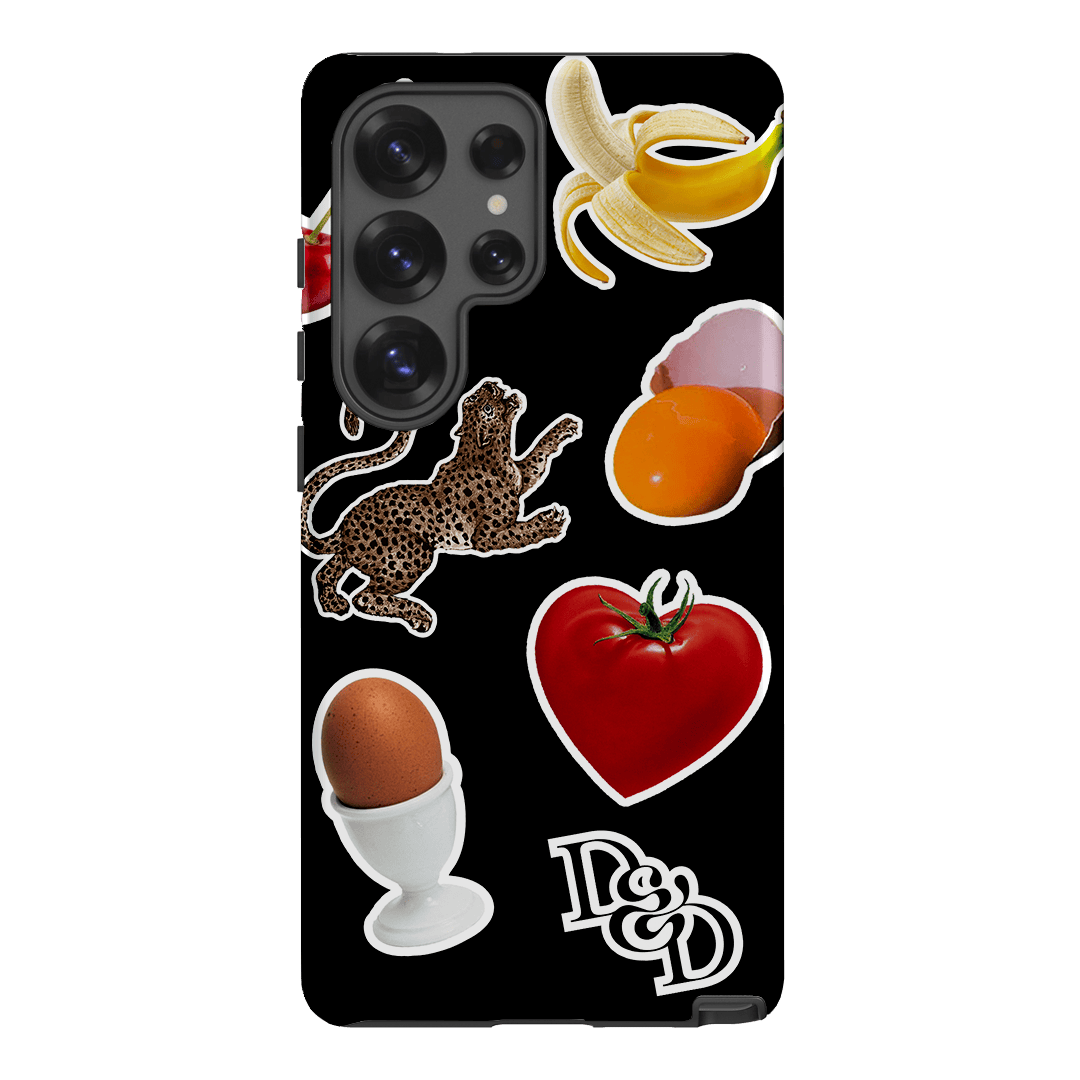 Sunday Stickers Black Printed Phone Cases Samsung Galaxy S25 Ultra / Armoured by Desmond & Dempsey - The Dairy