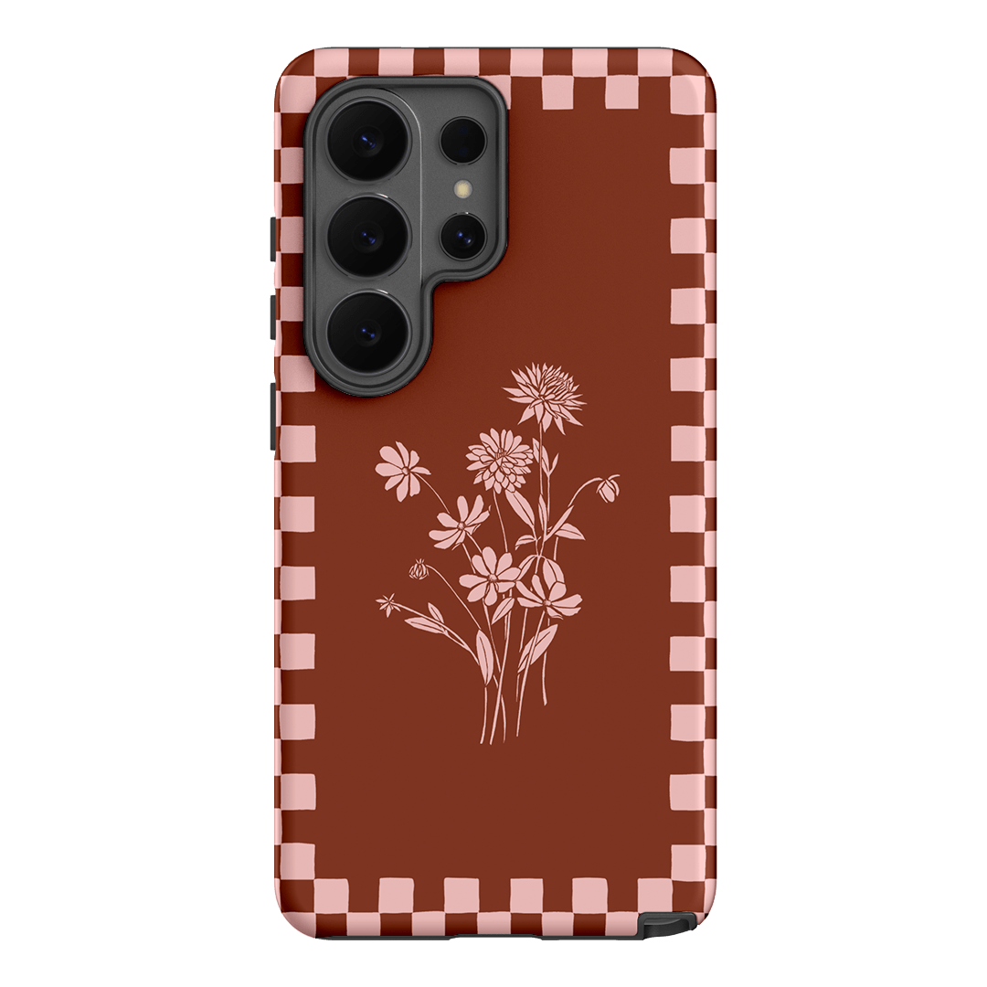 Dahlia Check Printed Phone Cases Samsung Galaxy S26 Ultra / Armoured by Typoflora - The Dairy