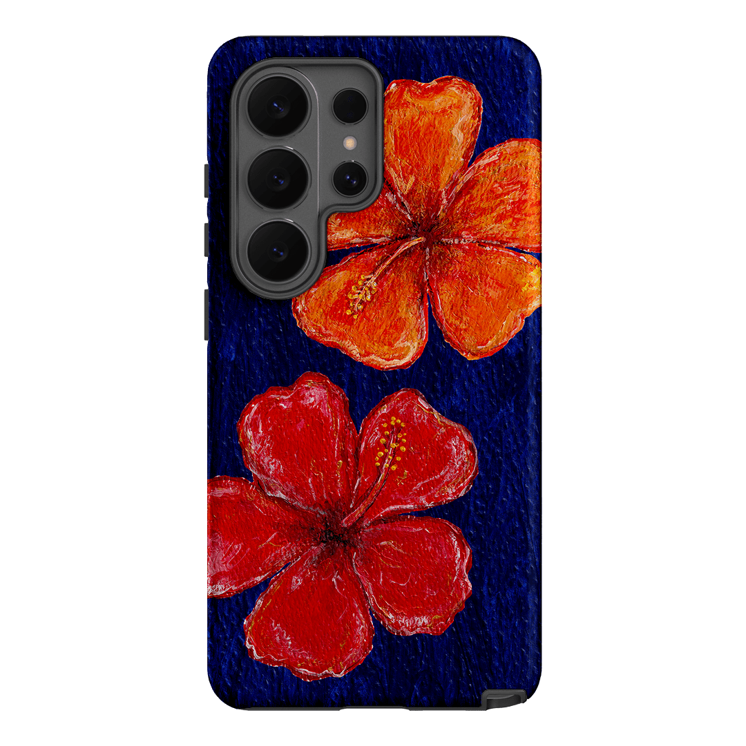Hibiscus Flower Deep Blue Printed Phone Cases Samsung Galaxy S26 Ultra / Armoured by BG. Studio - The Dairy