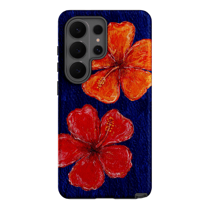 Hibiscus Flower Deep Blue Printed Phone Cases Samsung Galaxy S26 Ultra / Armoured by BG. Studio - The Dairy