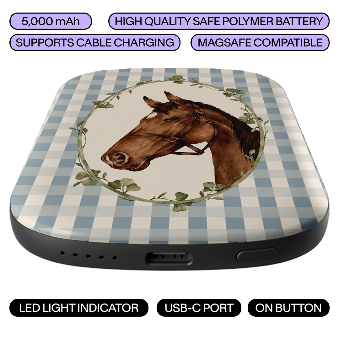 Gingham Horse ChargePod MagSafe Power Bank ChargerPod by Kasiags Art - The Dairy