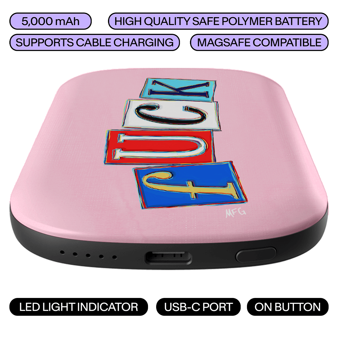 Lil Fcks Pink ChargePod MagSafe Power Bank ChargerPod by Margarbs Art - The Dairy