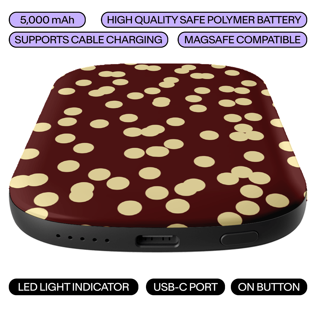 Mini Confetti Burgundy Butter ChargePod MagSafe Power Bank ChargerPod by Veronica Tucker - The Dairy