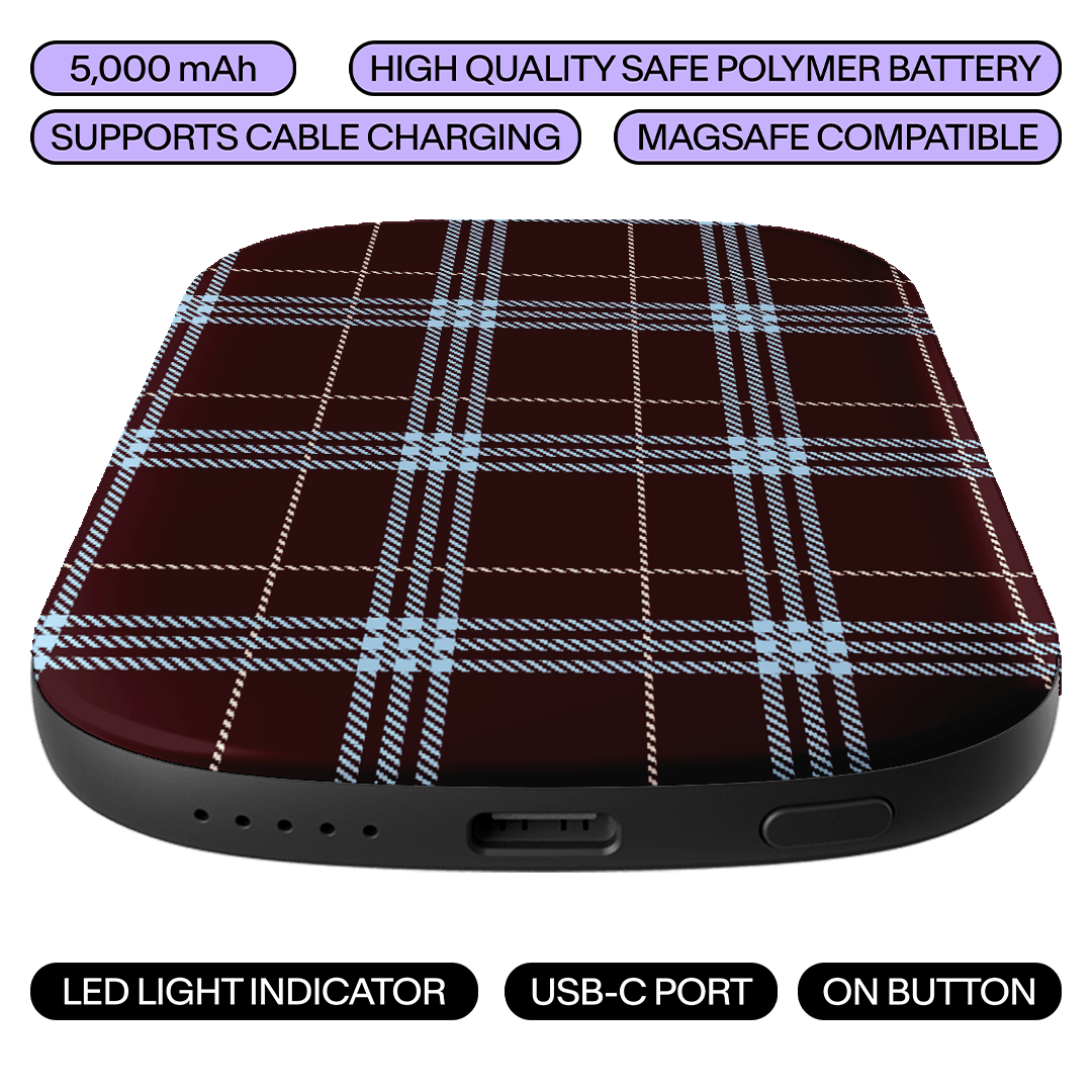 Mocha Plaid ChargePod MagSafe Power Bank ChargerPod by The Dairy - The Dairy