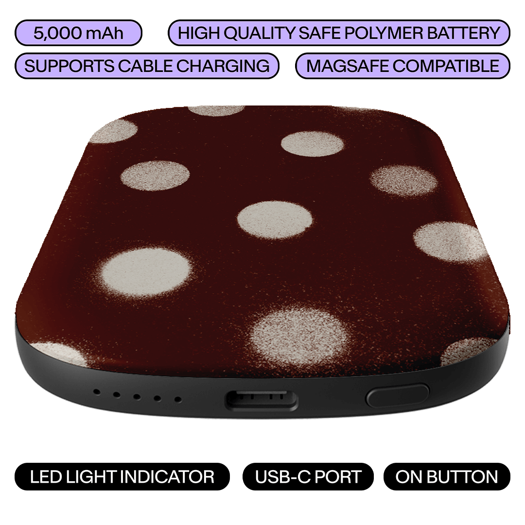 Mocha Polka Dot ChargePod MagSafe Power Bank ChargerPod by Jasmine Dowling - The Dairy