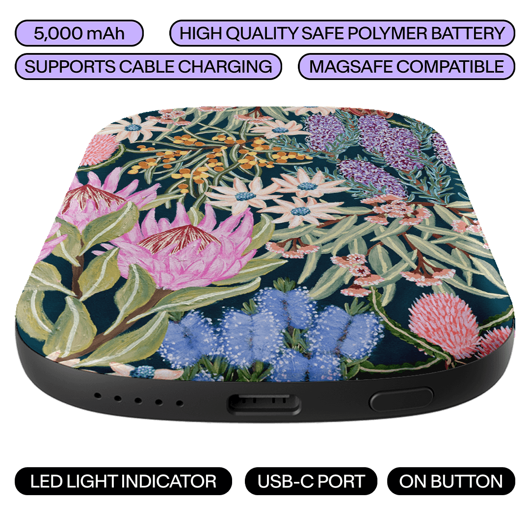Moonlit Floral ChargePod MagSafe Power Bank ChargerPod by Amy Gibbs - The Dairy