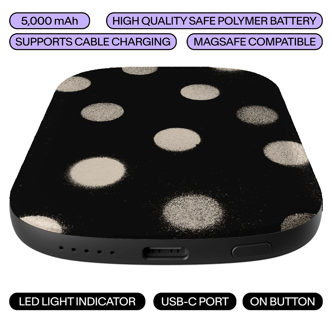 Noir Polka Dot ChargePod MagSafe Power Bank ChargerPod by Jasmine Dowling - The Dairy