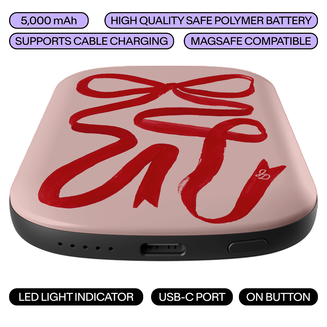Valentine Ribbon ChargePod MagSafe Power Bank ChargerPod by Jasmine Dowling - The Dairy