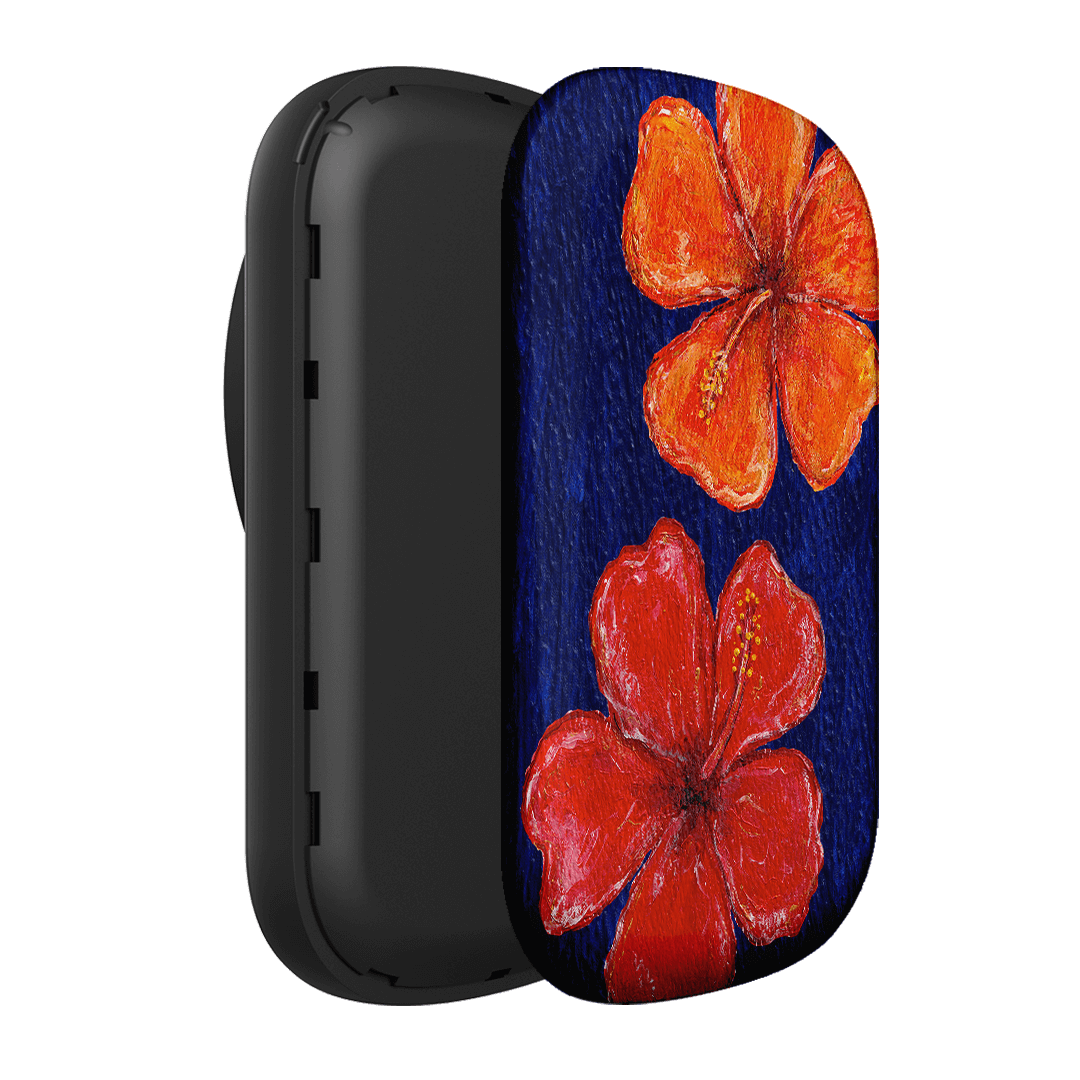 Hibiscus Flower Deep Blue ChargePod MagSafe Power Bank ChargerPod by BG. Studio - The Dairy