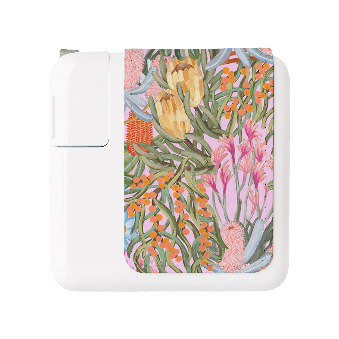 Floral Sorbet MacBook Charger Sticker Power Adapter Skin Small by Amy Gibbs - The Dairy