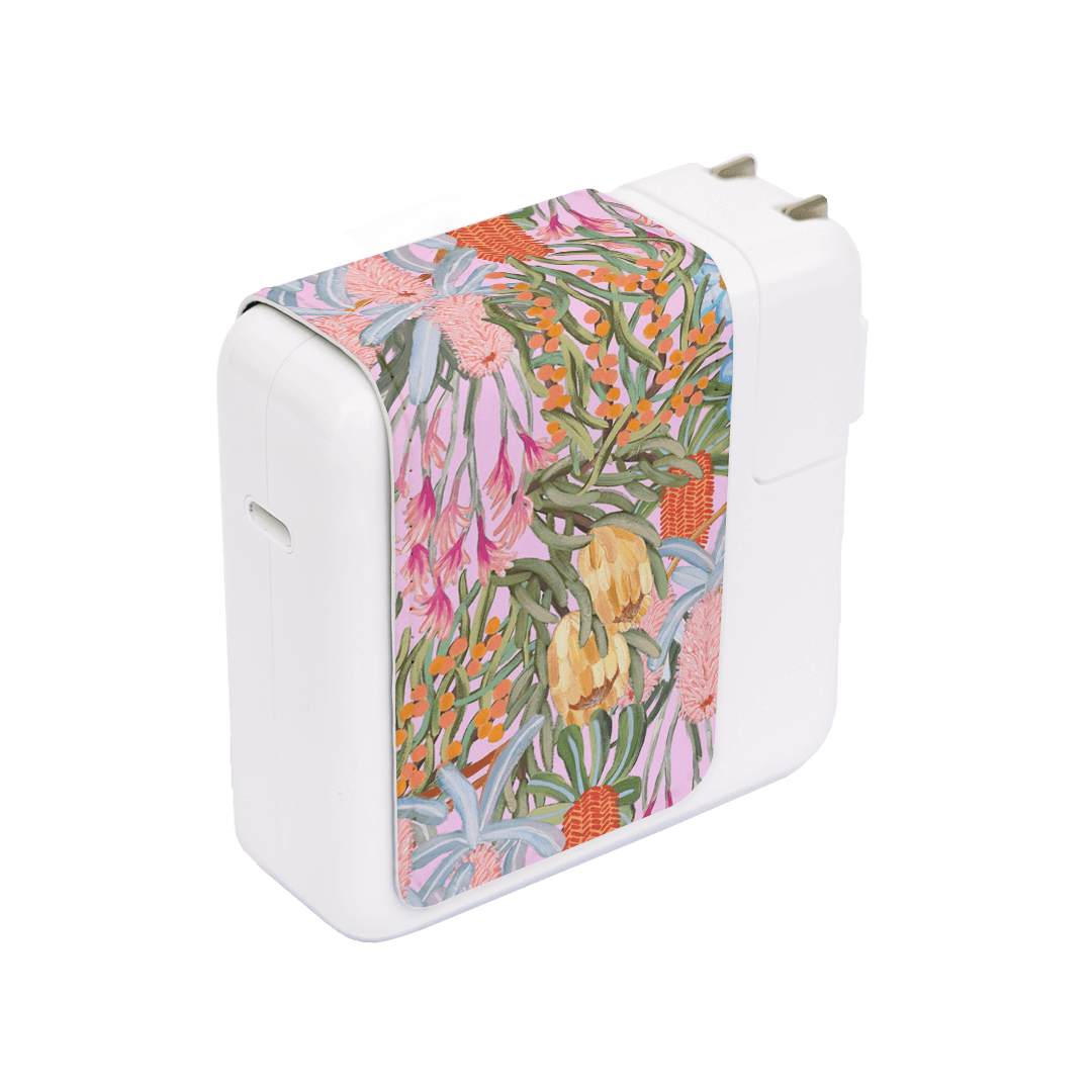 Floral Sorbet MacBook Charger Sticker Power Adapter Skin by Amy Gibbs - The Dairy