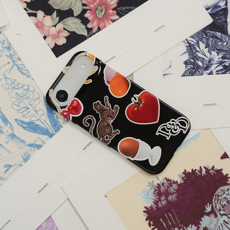 Sunday Stickers Black Printed Phone Cases by Desmond & Dempsey - The Dairy