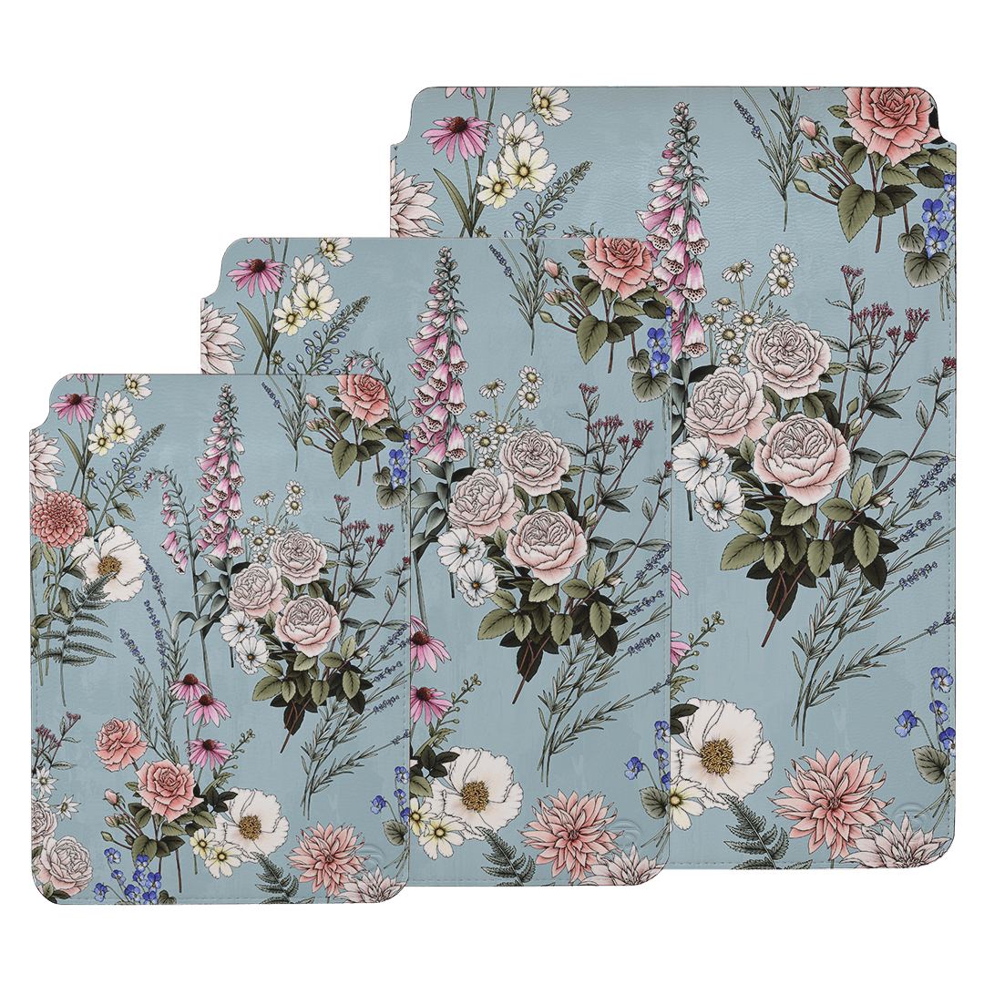 Garden Party Blue Laptop & iPad Sleeve Laptop & Tablet Sleeve by Typoflora - The Dairy