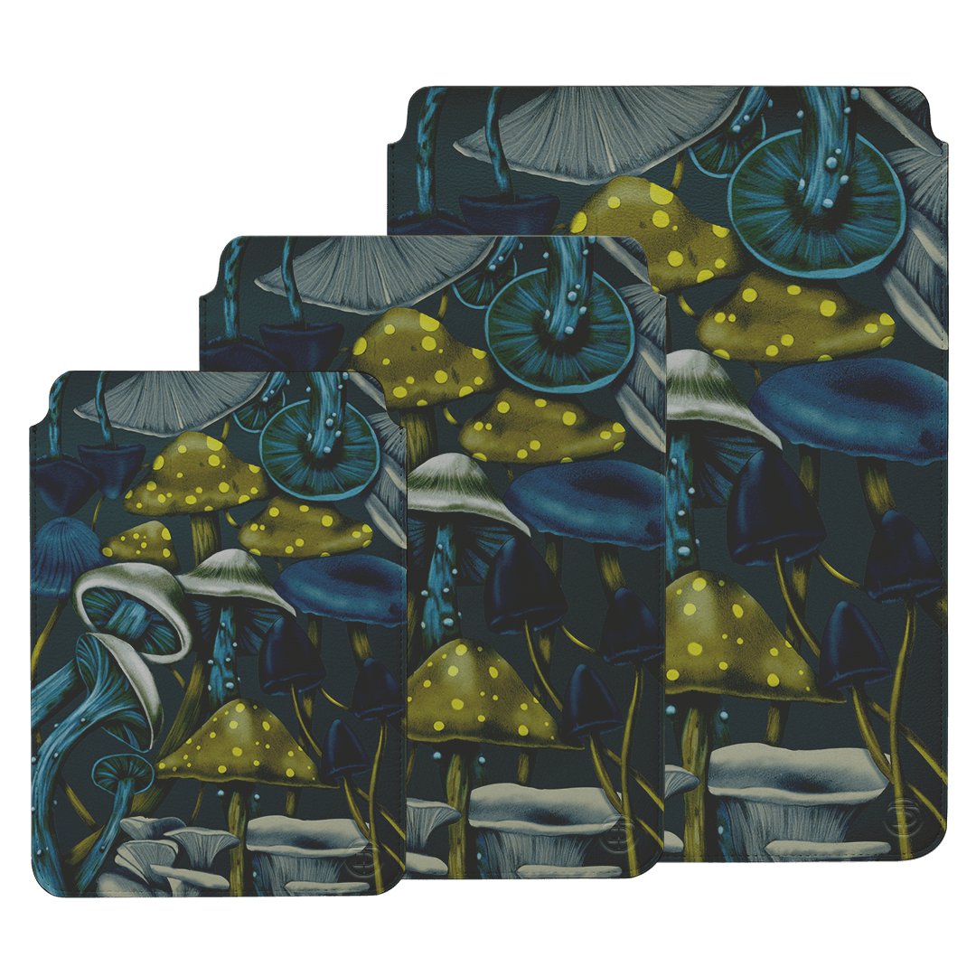 Shrooms Blue Laptop & iPad Sleeve Laptop & Tablet Sleeve by Kelly Thompson - The Dairy