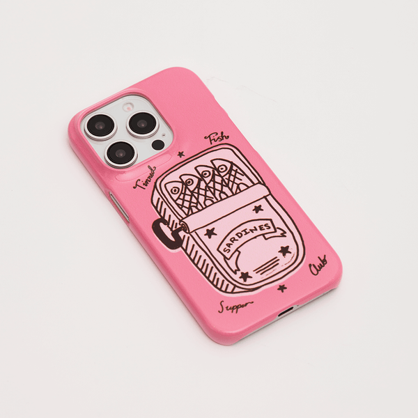 Sardine Social Pink Printed Phone Cases iPhone 16 / Armoured by The Dairy - The Dairy