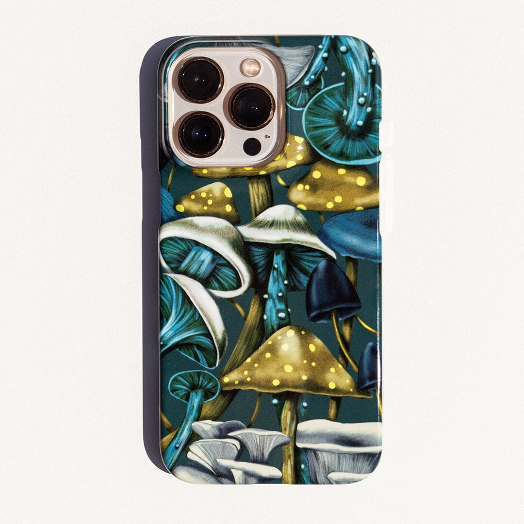 Shrooms Blue Printed Phone Cases by Kelly Thompson - The Dairy