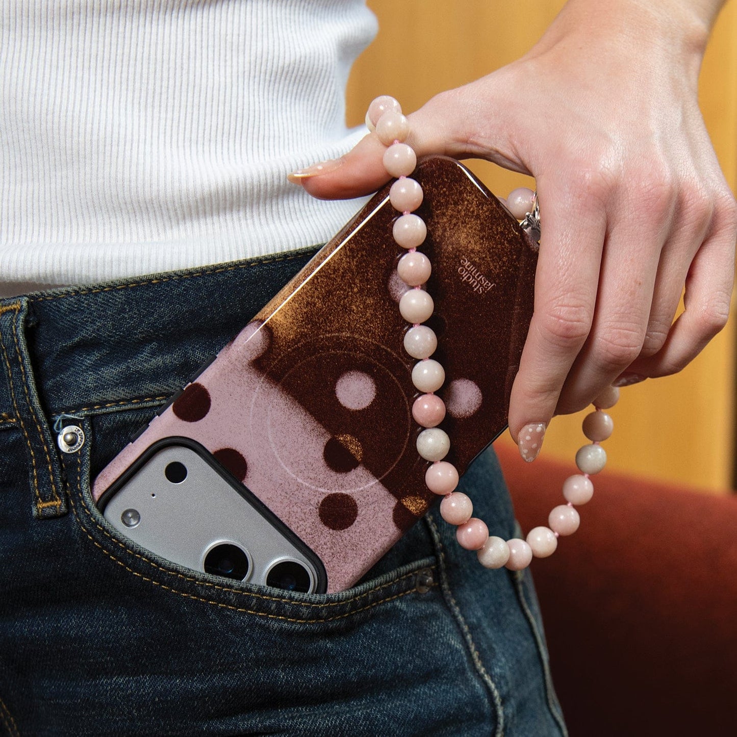 Beaded Phone Strap & Necklace Phone Strap Strawberry Cream by Accessories - The Dairy