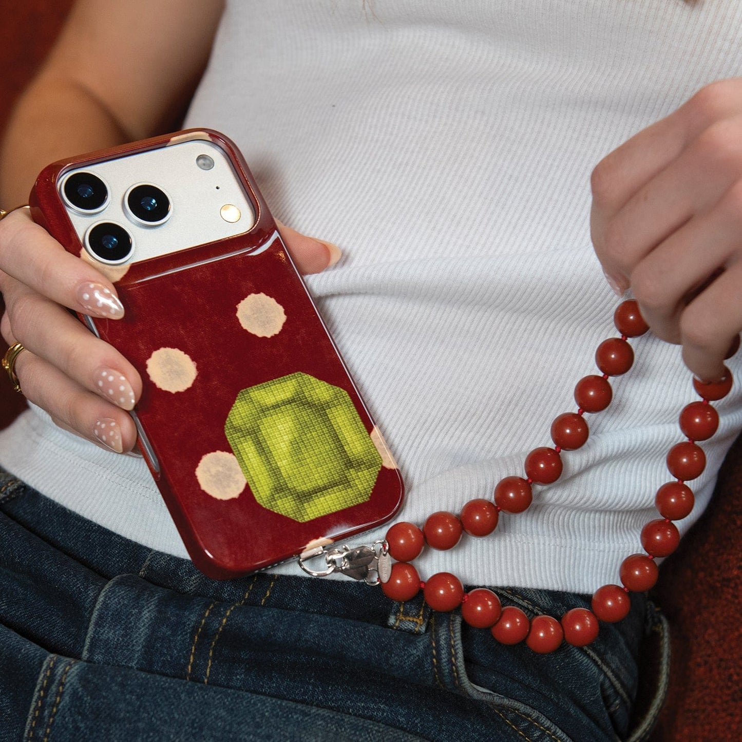 Beaded Phone Strap & Necklace Phone Strap Burnt Sienna by Accessories - The Dairy