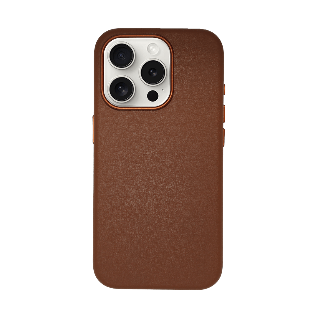 iPhone Vegan Leather Case Brown Leather Phone Case iPhone 15 Pro by The Dairy - The Dairy