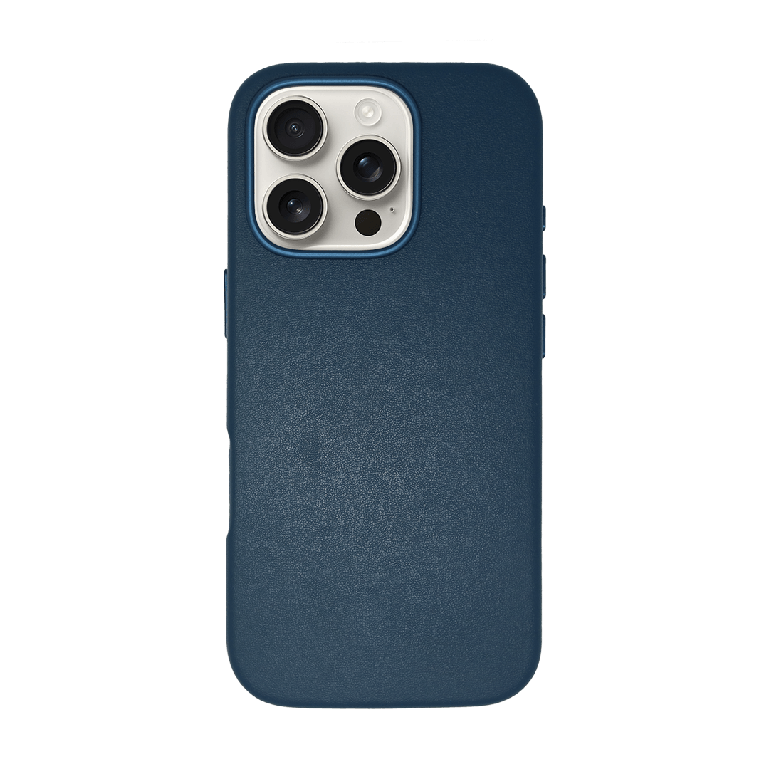 iPhone Vegan Leather Case Navy Leather Phone Case iPhone 16 Pro by The Dairy - The Dairy