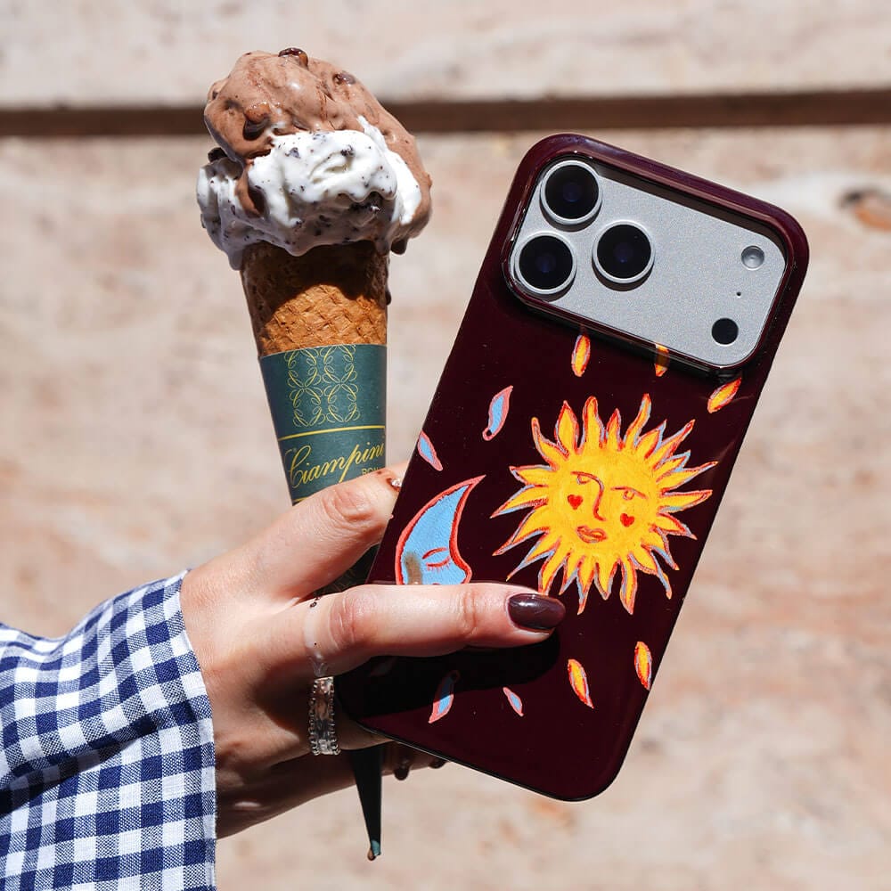Sun & Moon Plum Printed Phone Cases by BG. Studio - The Dairy
