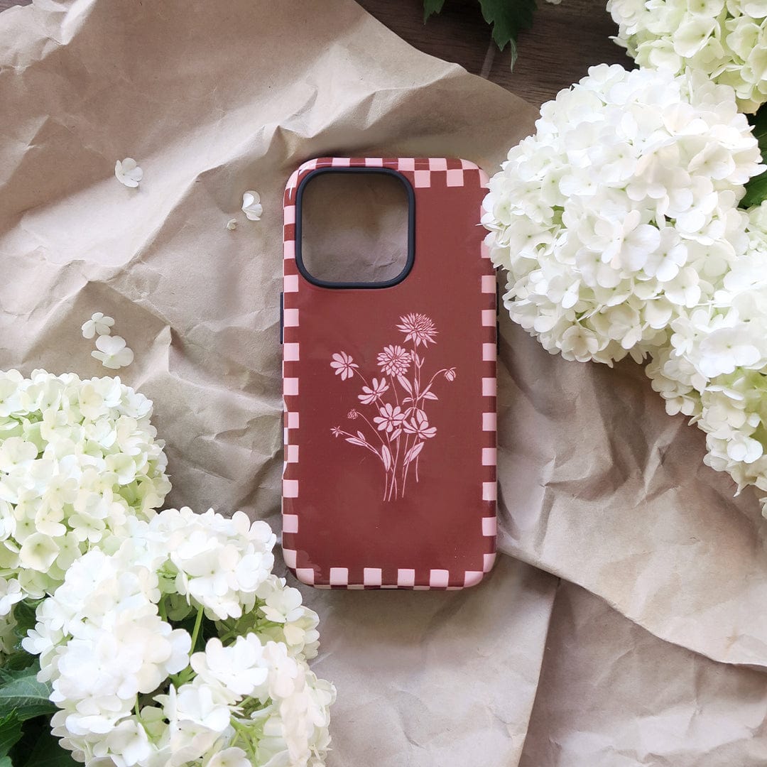 Dahlia Check Printed Phone Cases by Typoflora - The Dairy