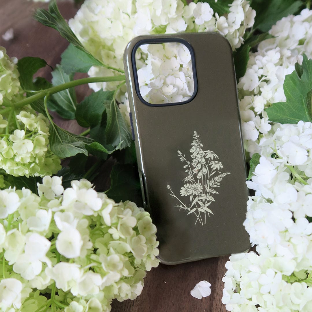 Wildflowers Olive Printed Phone Cases by Typoflora - The Dairy
