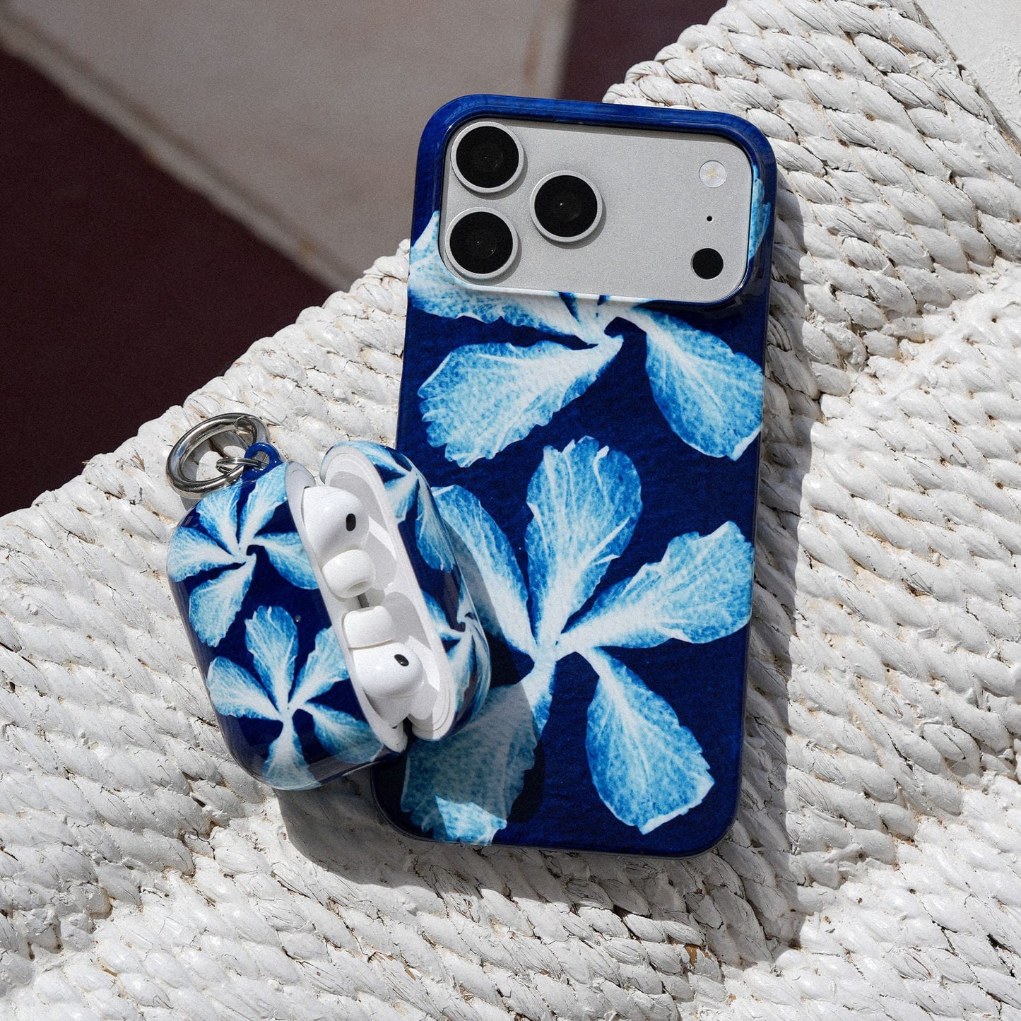 Hibiscus Cyanotype AirPods Case AirPods Case by Sally Hungerford - The Dairy