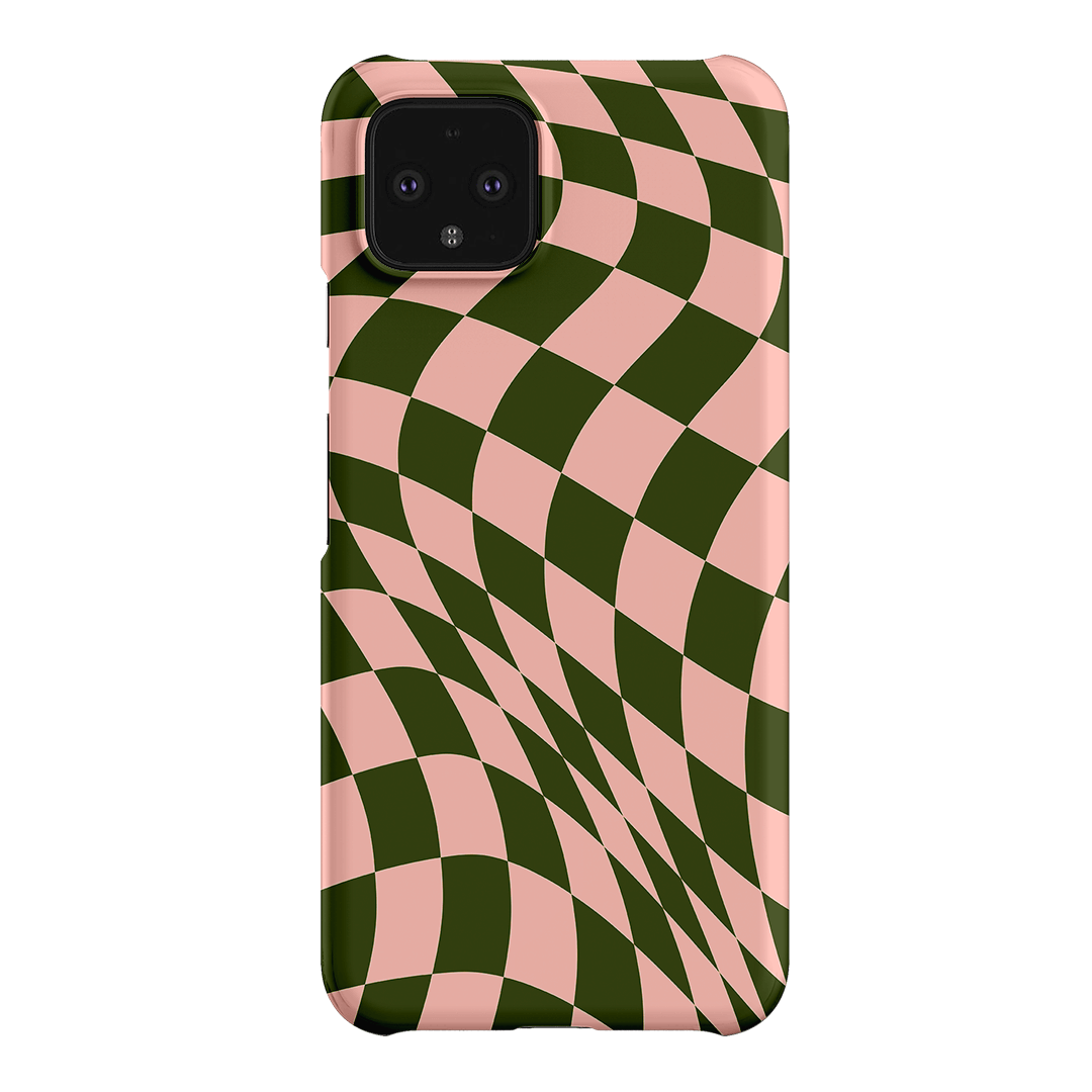 Wavy Check Forest on Blush Matte Case Matte Phone Cases Google Pixel 4 / Snap by The Dairy - The Dairy