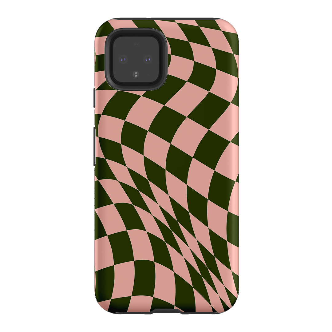 Wavy Check Forest on Blush Matte Case Matte Phone Cases Google Pixel 4 / Armoured by The Dairy - The Dairy