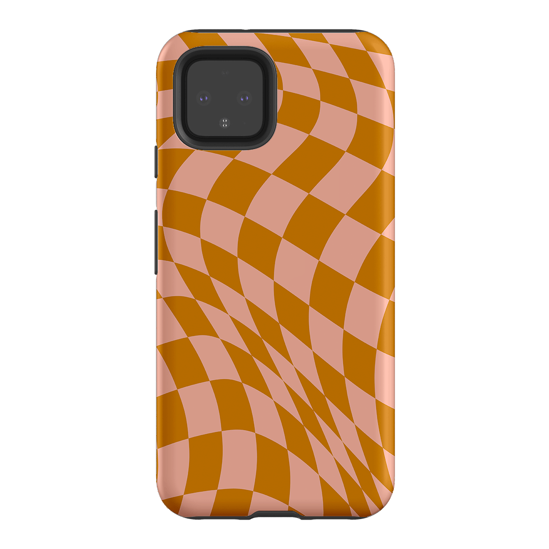 Wavy Check Orange on Blush Matte Case Matte Phone Cases Google Pixel 4 / Armoured by The Dairy - The Dairy