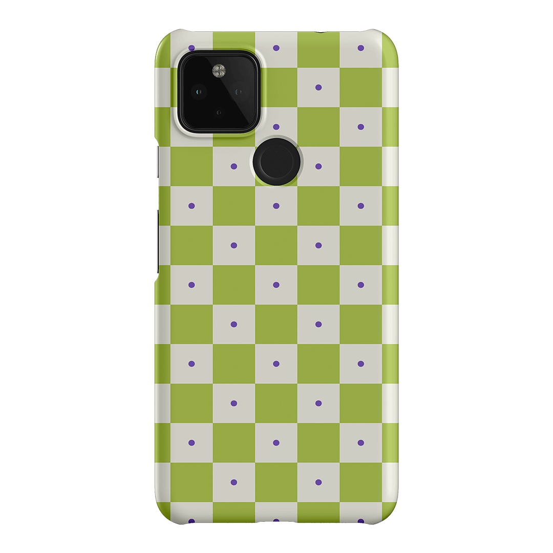 Checkers Lime with Lilac Matte Case Matte Phone Cases Google Pixel 4A 5G / Snap by The Dairy - The Dairy