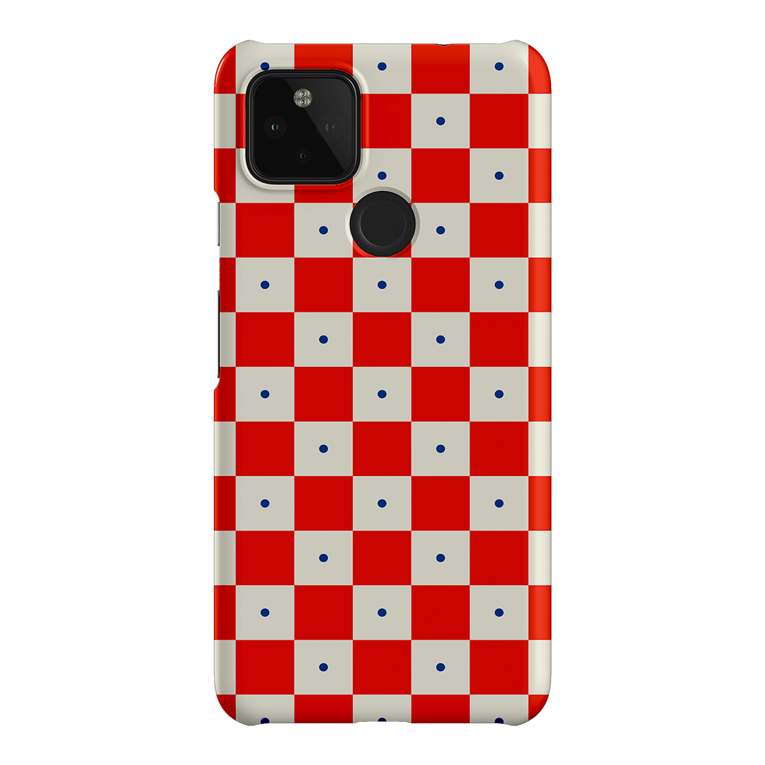 Checkers Scarlet with Cobalt Matte Case Matte Phone Cases Google Pixel 4A 5G / Snap by The Dairy - The Dairy