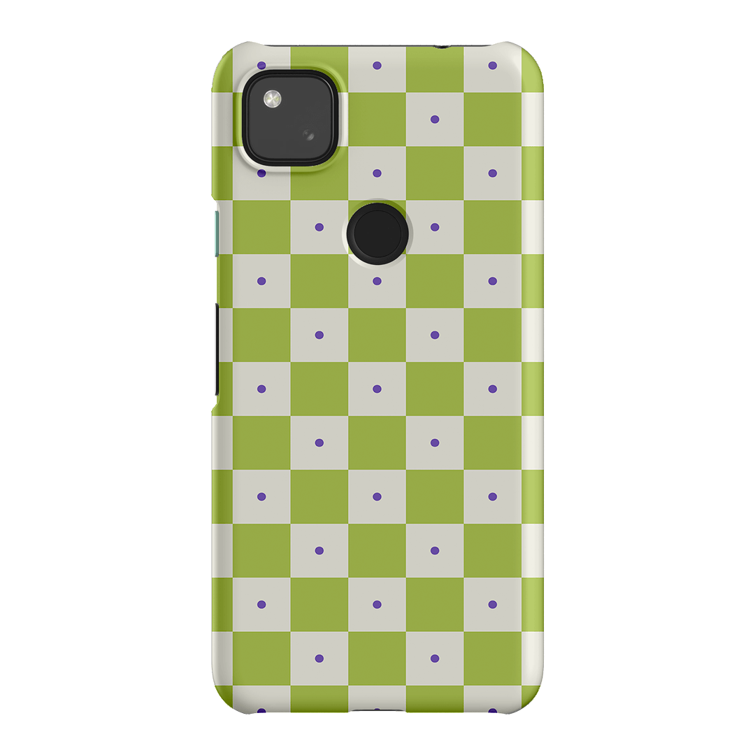 Checkers Lime with Lilac Matte Case Matte Phone Cases Google Pixel 4A 4G / Snap by The Dairy - The Dairy