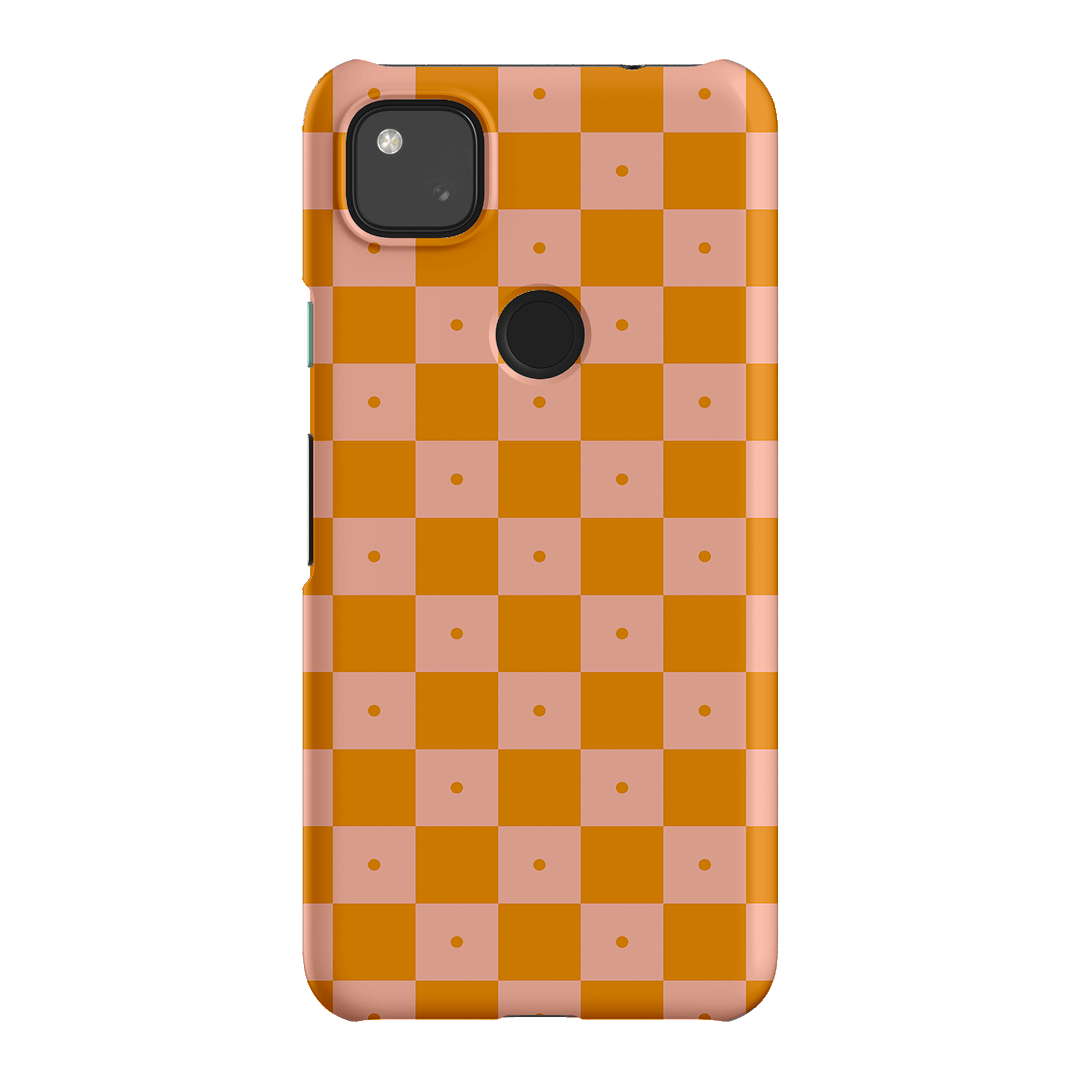 Checkers Orange with Blush Matte Case Matte Phone Cases Google Pixel 4A 4G / Snap by The Dairy - The Dairy