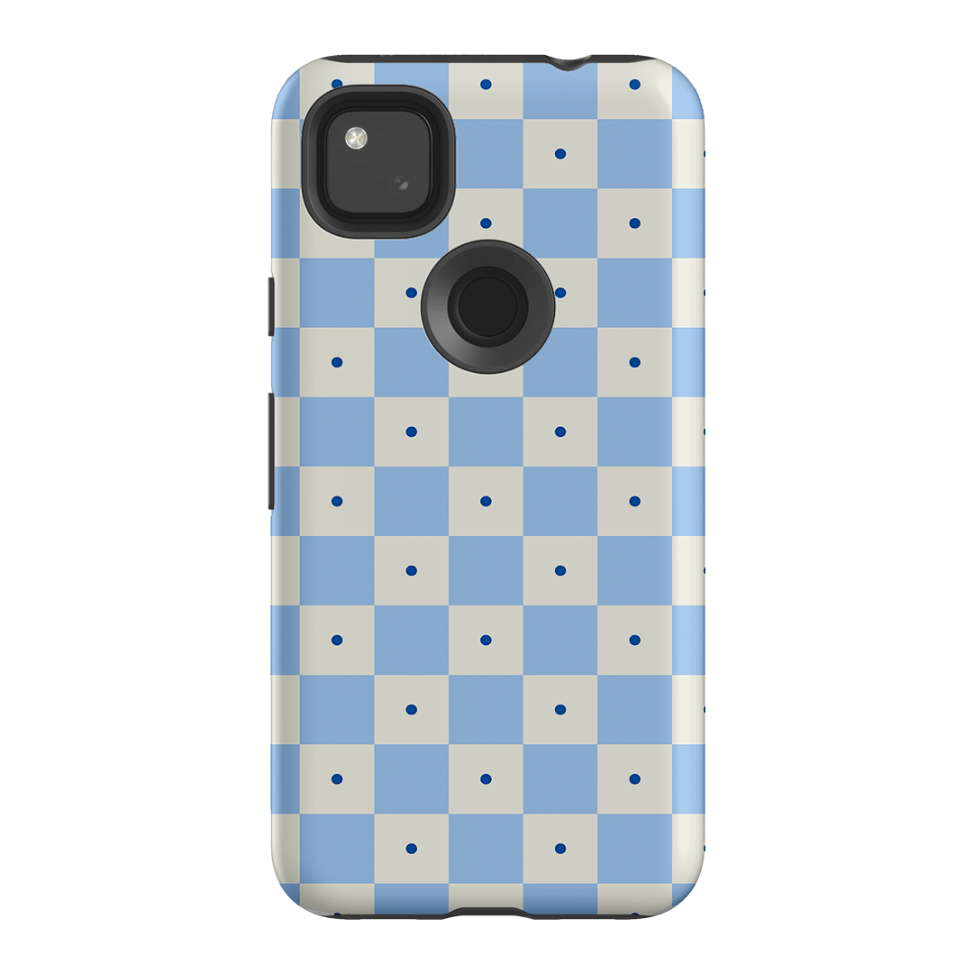 Checkers Blue Matte Case Matte Phone Cases Google Pixel 4A 4G / Armoured by The Dairy - The Dairy