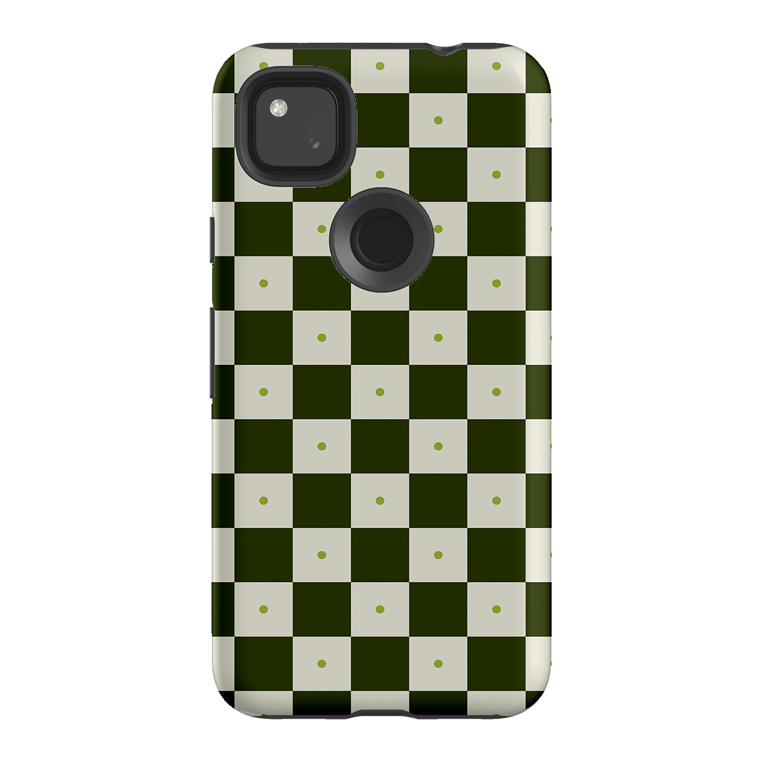 Checkers Green Matte Case Matte Phone Cases Google Pixel 4A 4G / Armoured by The Dairy - The Dairy