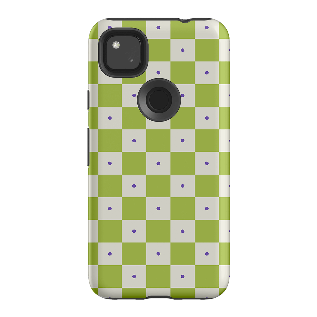 Checkers Lime with Lilac Matte Case Matte Phone Cases Google Pixel 4A 4G / Armoured by The Dairy - The Dairy