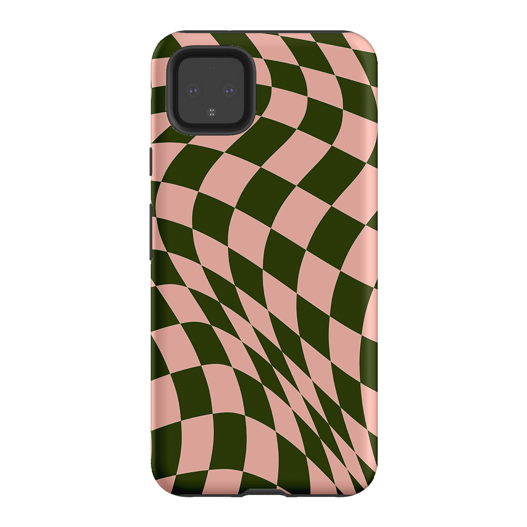 Wavy Check Forest on Blush Matte Case Matte Phone Cases Google Pixel 4XL / Armoured by The Dairy - The Dairy
