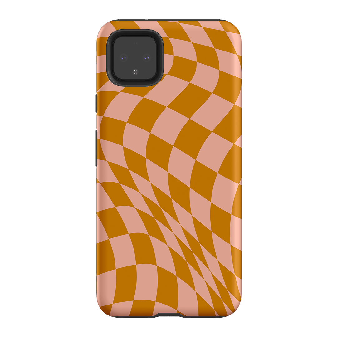 Wavy Check Orange on Blush Matte Case Matte Phone Cases Google Pixel 4XL / Armoured by The Dairy - The Dairy